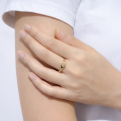 Amazon Essentials 14K Plated Sterling Silver Round Signet Ring - color: Yellow Gold, size: 6, style: Round