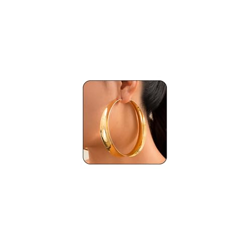 Large Hoop Earrings for Women Lightweight Chunky Earrings | Big Hoop Earrings for Women Chunky Jewelry 70s Outfits for Women - style: Hoop-Gold-03