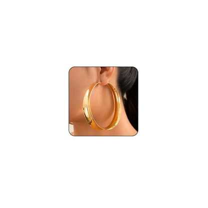 Large Hoop Earrings for Women Lightweight Chunky Earrings | Big Hoop Earrings for Women Chunky Jewelry 70s Outfits for Women - style: Hoop-Gold-03
