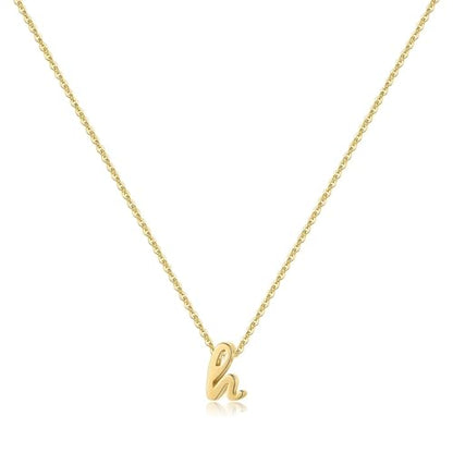 Memorjew 925 Sterling Silver Cursive Initial Necklace, Letter A-Z Necklace | 925 Sterling Silver Necklace, Dainty Letter Cursive Initial Necklaces for Women Trendy Jewelry, Birthday Gifts for Women Her - style: H-Gold