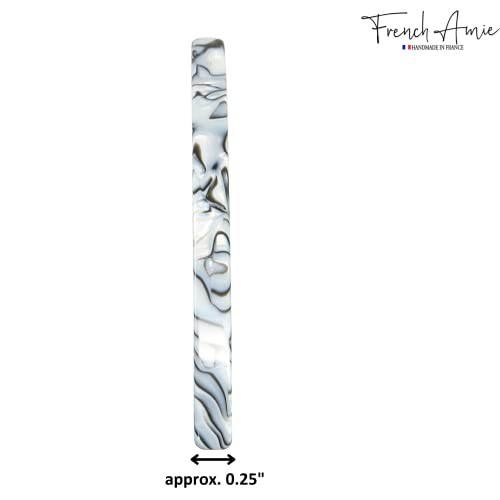 French Amie Long and Thin Gray Magma Large 4 Inch Hair Clip Barrette | Handmade Automatic For Girls Women Teens Adults Everyday Style - color: Grey Magma