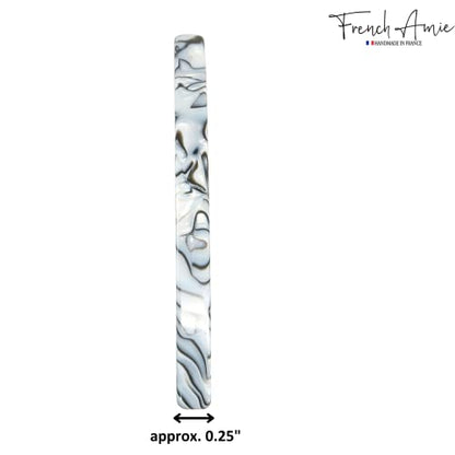 French Amie Long and Thin Gray Magma Large 4 Inch Hair Clip Barrette | Handmade Automatic For Girls Women Teens Adults Everyday Style - color: Grey Magma