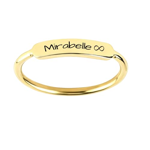 Custom Ring for Women 925 Sterling Silver Name Rings Personalized Initial Ring Engraved Stackable Letter Ring Christmas Birthday Gifts For Mom Grandma Sisters Girlfriend - color: Style 4-Gold