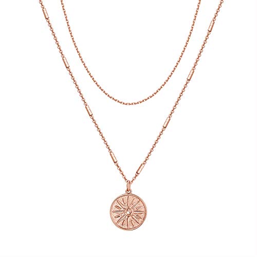 PAVOI 14K Gold Plated Layering Necklaces | Stylish Minimalist Design Pendant Necklaces | Bar, Circle, Lotus, Disc, Dog Tag, Horizontal Bar Pendants for Women - style: Coin