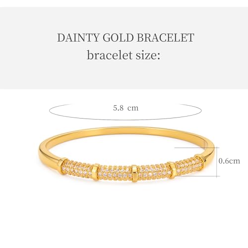 hotoo Gold Plated Bangle Bracelet for Women - style: Paved Crystal Golden Bamboo