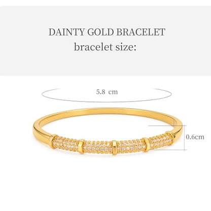 hotoo Gold Plated Bangle Bracelet for Women - style: Paved Crystal Golden Bamboo