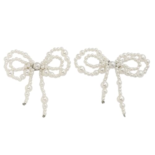 Faux Pearls Bow Pin Ankle Chain Pants Clip Decorations for Jeans Trousers Elegant Adjustable Cuff Accessories
