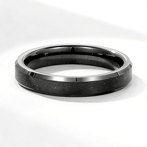 Stainless Steel Wedding Band Ring For Men Women | Sandblasted matte finish, 4mm/6mm/8mm widths, steel/black/gold-tone colors, everyday wear, wedding - color: Matte-4mm-Black