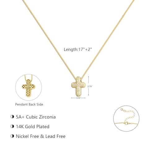 Airmb Cross Necklace for Women Gold/Silver Plated Layered Dainty Cross Chain Trendy Choker Satellite Charm Small Crucifix Pendant Gold/Silver Necklace Stackable Hypoallergenic Delicate Gift for Women - color: Gold-Medium Bubble Cross