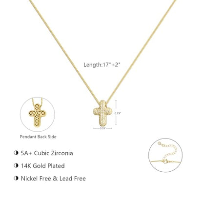 Airmb Cross Necklace for Women Gold/Silver Plated Layered Dainty Cross Chain Trendy Choker Satellite Charm Small Crucifix Pendant Gold/Silver Necklace Stackable Hypoallergenic Delicate Gift for Women - color: Gold-Medium Bubble Cross