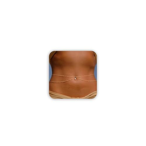 Gold Layered Waist Chain for Women, Adjustable Belly Chain | Adjustable layered waist chain for beach days, summer outfits, festivals, vacations, parties, and daily styling - style: Gold Style 5