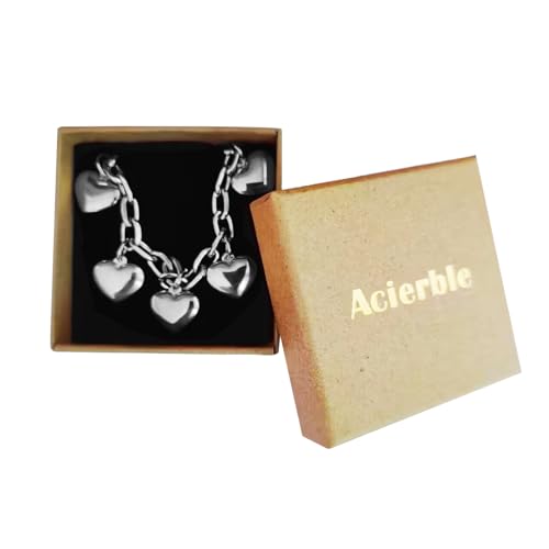 Stainless Steel Heart Charms Bracelet for Women | Chain Tassel, Love Charms, Chunky Link, Romantic Gift - color: Silver