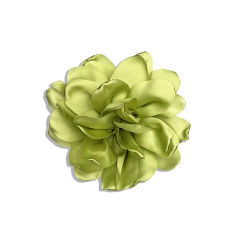 Elegant Large Cloth Flower Brooches Big Camellia Flower Pin for Women Dainty Cloth Fabric Rose Brooches Dress Skirt Scarf Hat Pins Clothing Decoration Accessories - color: Green 2