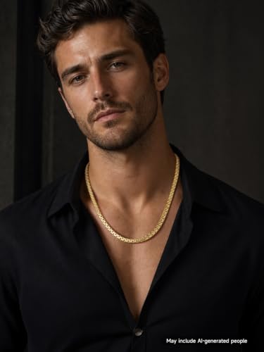 ChainsPro Stainless Steel Chains for Pendants, Flat Box Chain for Mens | Hypoallergenic Unisex Box Chain, Daily Wear Essential Necklaces for Pendant, Black/Silver/Gold Plated, Waterproof, No Tarnish - color: Gold Plated