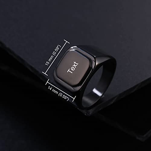 Initial Ring Letter Signet Ring for Men Women Personalized Name Engraved Stainless Steel Fashion Jewelry Wedding Couples Father Day Gift with Ring Size Adjusters - color: B3: Black (Text)