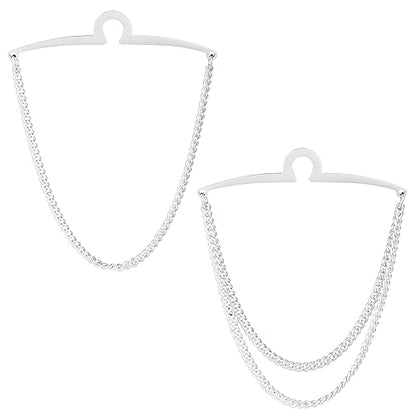 2pcs Set Men's Tie Chain Necktie Tie Clips Link Chain Gift Box - style: 2pcs Silver