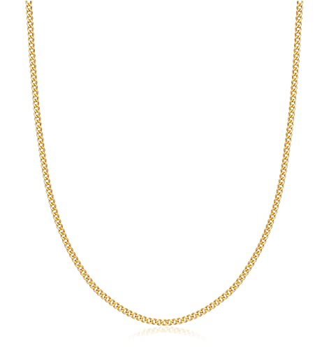 Barzel 18K Gold Plated Curb/Cuban Link Chain Necklace For Women or Men - Made In Brazil - color: 2MM Gold, size: 24 Inches