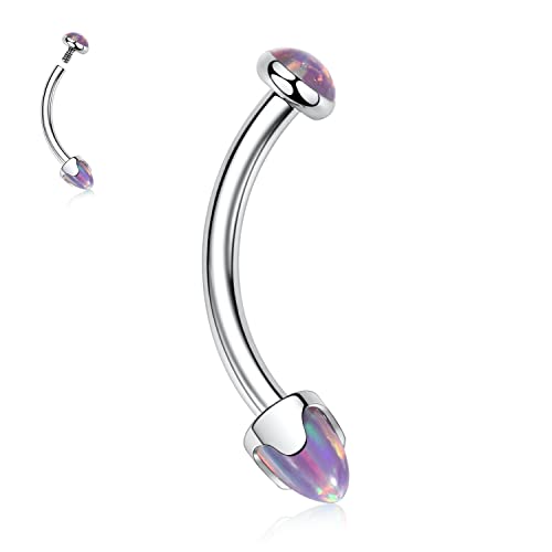 GAGABODY Titanium Eyebrow Jewelry - Curved Barbell & Labret Stud, 16g - Belly Button Ring & Cartilage Earring - Opal Bridge Jewelry - color: 1Pc-Arrow Shape Purple Opal