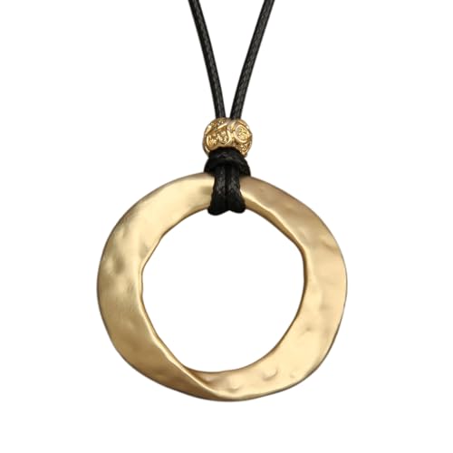 Boho Necklaces for Women Chunky Circle Necklace Bohemian Necklaces | Chunky Boho Necklace for Women Layered Boho Circle Leather Choker Necklace Long Vintage Necklaces Bohemian Jewlery Gifts - style: Boho Necklace Women