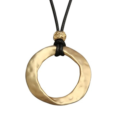 Boho Necklaces for Women Chunky Circle Necklace Bohemian Necklaces | Chunky Boho Necklace for Women Layered Boho Circle Leather Choker Necklace Long Vintage Necklaces Bohemian Jewlery Gifts - style: Boho Necklace Women
