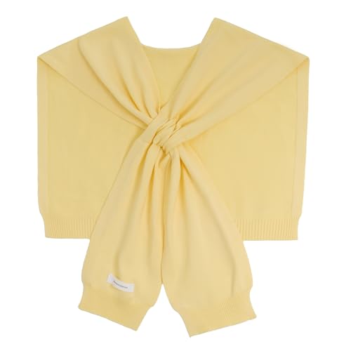 WaJuemy Women's Sweater Shawl Wraps Sleeves Knitted Collar Sweater Scarf Top Casual Lightweight Shoulder Cape Accessories - color: 14 Yellow