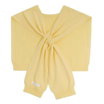 WaJuemy Women's Sweater Shawl Wraps Sleeves Knitted Collar Sweater Scarf Top Casual Lightweight Shoulder Cape Accessories - color: 14 Yellow