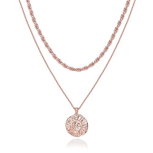 PAVOI 14K Gold Plated Layering Necklaces | Stylish Minimalist Design Pendant Necklaces | Bar, Circle, Lotus, Disc, Dog Tag, Horizontal Bar Pendants for Women - style: Moon