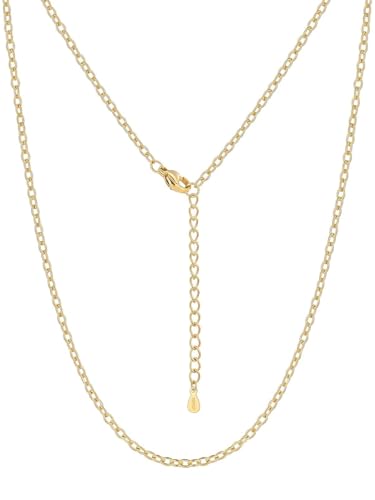 Silvora Necklace Chain for Women, 2.5MM Silver Chains Rolo Cable Necklace 316L Stainless Steel 14K Gold Plated Black Rose Gold Plated Womens Chain for Pendant 14"-30" Length - color: Gold, size: 24 Inch