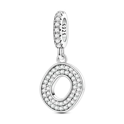 Hapour Letter 925 Sterling Silver Charm with Cubic Zirconia Alphabet A-Z Initial Dangle Charms Beads Pendent DIY Jewelry for Bracelets Necklace - color: O