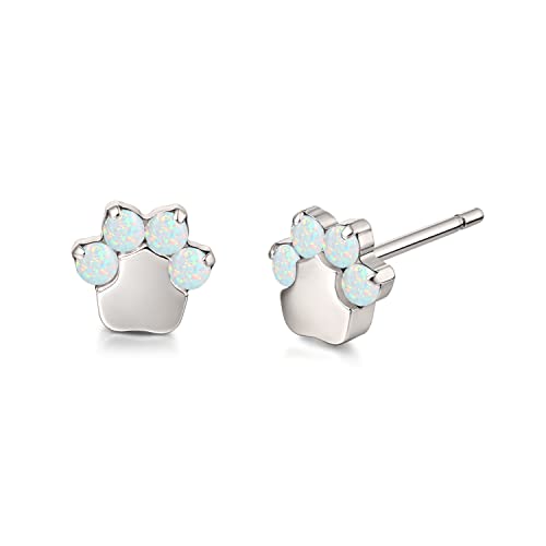 Limerencia G23 Pure Titanium Hypoallergenic Earrings | F136 Implant Grade Titanium Jewelry for Sensitive Ears - color: Cat Paws Opal