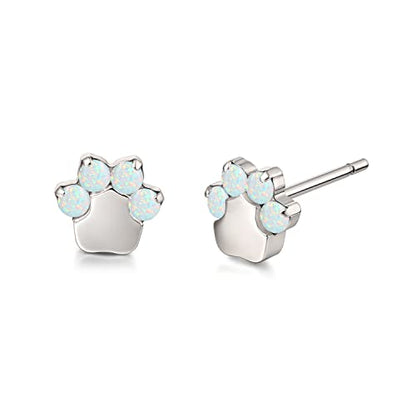 Limerencia G23 Pure Titanium Hypoallergenic Earrings | F136 Implant Grade Titanium Jewelry for Sensitive Ears - color: Cat Paws Opal