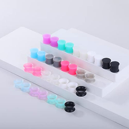 Juway Oveta Ear Gauges for Ear Silicone Ear Plugs Soft Flexible Silicone Gauge Saddle Silicone Ear Plugs and Tunnels 6mm-20mm(16 Pairs) - color: 32PCS 12mm(1/2")