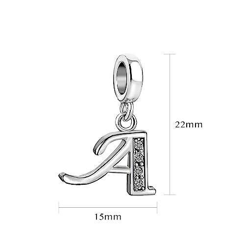 LSxAB Sparkling Initial Letter Charm Compatible with Pandora Charms Bracelets for Women A-Z Pendant Jewelry - style: Letter A