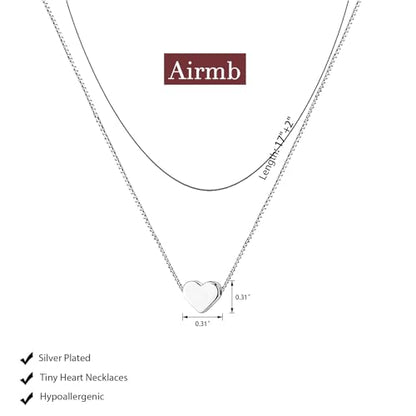 Airmb Heart Necklace for Women Gold/Silver Plated Trendy Heart Choker Lover Pendant Hypoallergenic Fashion Gold/Silver Necklace for Women Love Jewelry Gift for Women Girlfriend - color: Box-Chain-Silver