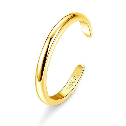 14K Gold Plated Toe Rings for Women | Adjustable Thin Toe Ring, Minimalist Open Band, Summer Beach Foot Jewelry - color: 1 Row Gold