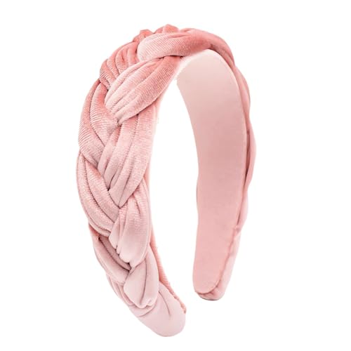 Pink Headbands for Women Braided Headbands Velvet Padded Hairbands Cute Hair Accessories for Women Girl - color: Pink