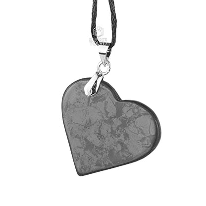 Shungite Pendants - Various Geometric Shapes - Authentic Stone - Certified - style: Heart
