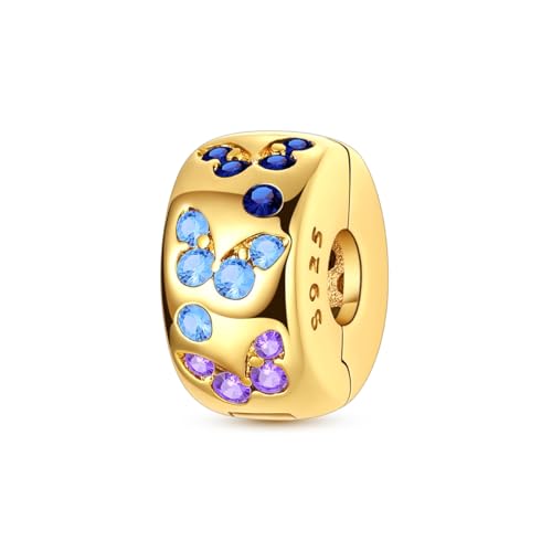 NARMO 925 Sterling Silver Charm Bead for Bracelets Silver Charms for Women - color: Butterfly(Gold)
