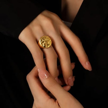 PCY Stainless Steel Gold Plated Men Women Band Ring - color: 18mm Gold YX