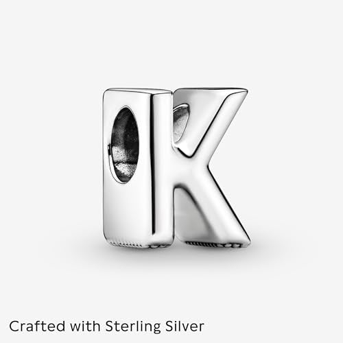Pandora Alphabet Charm - Compatible Moments - Gift for Her - Made with Sterling Silver - with Gift Box - style: Letter K