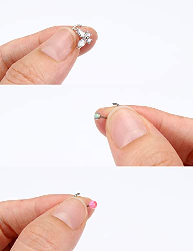 Prjndjw 20G 18G Nose Rings Studs Surgical Steel Nose Stud Glow Dark Heart Opal CZ Flower Nose Piercing Jewelry Nose Rings for Women Straight Screw L Shaped Nose Rings Hypoallergenic Nose Piercing Kit - color: 20G-Twisted nose rings