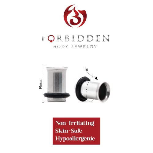 Forbidden Body Jewelry 12G-1 Inch Surgical Steel Single Flared Tunnel Plugs Plus O-Ring, Choose Pcs/Gauge - style: 2pcs: 7mm (1GA)
