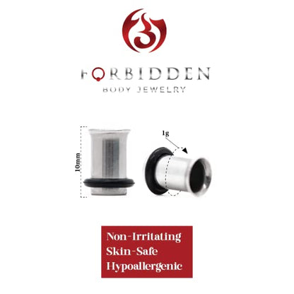 Forbidden Body Jewelry 12G-1 Inch Surgical Steel Single Flared Tunnel Plugs Plus O-Ring, Choose Pcs/Gauge - style: 2pcs: 7mm (1GA)