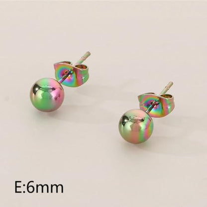 3/4 Pairs Stainless Steel Ball Stud Earrings, High Polished Round Ball Earrings Set for Women & Men 4-10mm - color: Multicolor