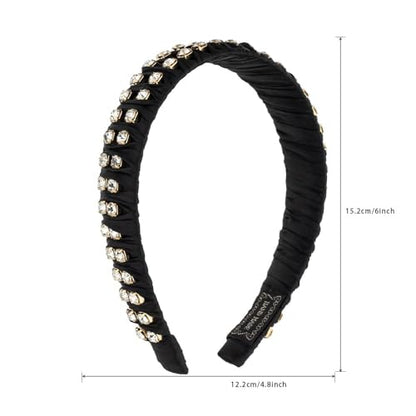 Rhinestone Headbands for Women Long Short Hair Comfortable - color: Double Rhinestone Headbands
