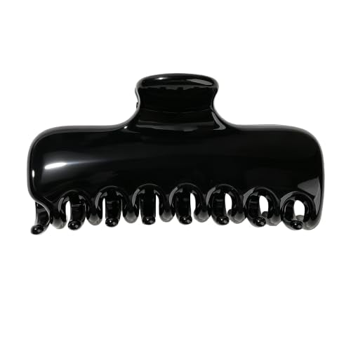 Ivyu 4-Inch Large Rounded Rectangle Hair Claw Clip for Women, Strong Hold | Smooth rounded teeth and a strong spring provide a secure hold for full updos on fine to medium hair. - color: Black