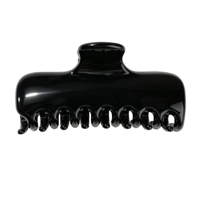 Ivyu 4-Inch Large Rounded Rectangle Hair Claw Clip for Women, Strong Hold | Smooth rounded teeth and a strong spring provide a secure hold for full updos on fine to medium hair. - color: Black