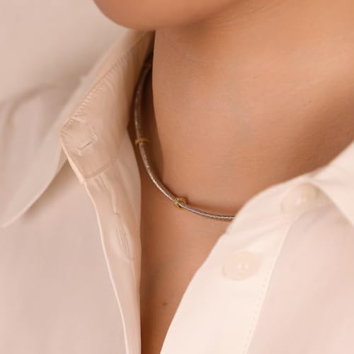 Handmade in Italy Necklace S925 Silver Twist Choker-Necklaces Minimalist Coil Craft Jewelry Mother's Day Christmas Gift for Women - color: 005-S