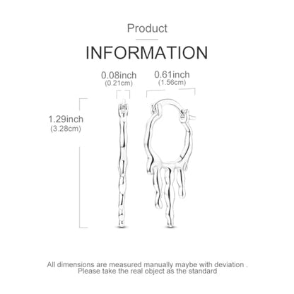 NARMO 925 Sterling Silver Earrings for Women Hypoallergenic Hoop Earrings - color: Liquid Droplet