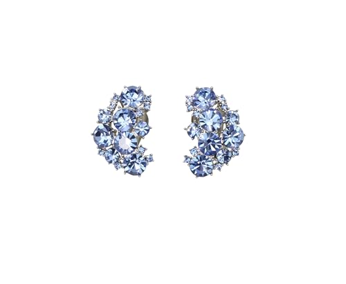 Faship Gorgeous Clip Ons Floral Earrings - color: Light blue